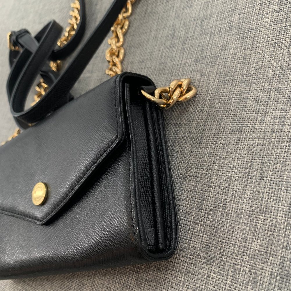 New Michael Michael Kors Black Saffiano Cross bag Pockets Gold Shoulder Strap - Picture 8 of 11
